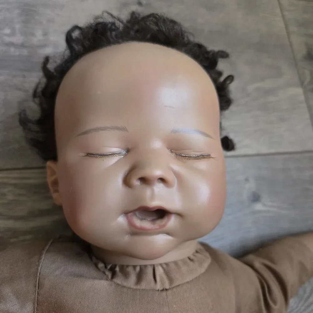 Ashton Drake Reborn Doll Marissa May Black Curly Hair Sleeping Vinyl 18